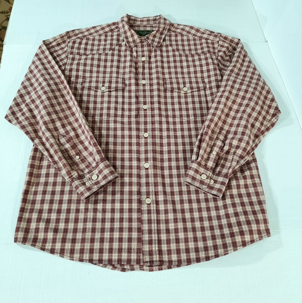 Eddie Bauer Long Sleeve Plaid Western Shirt